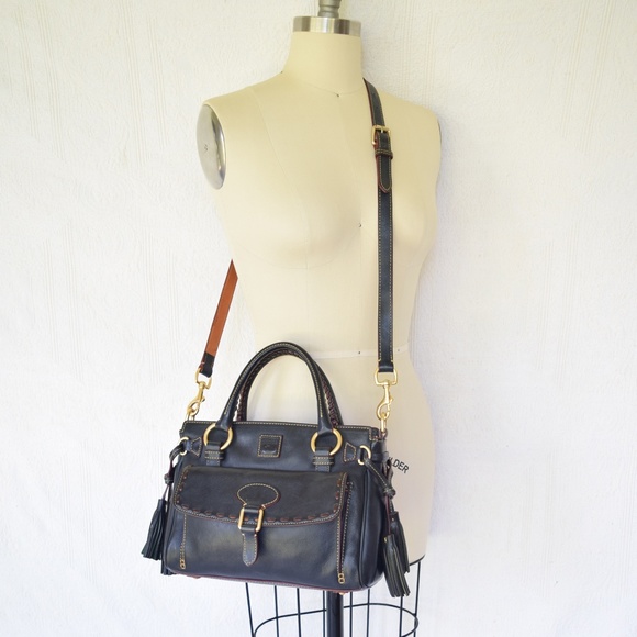 Dooney Florentine leather pocket black satchel - Picture 6 of 8